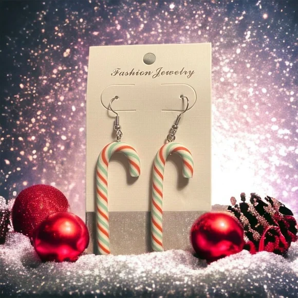 CANDY Cane Dangle Earrings set of 2 pairs (new) - Picture 3 of 9